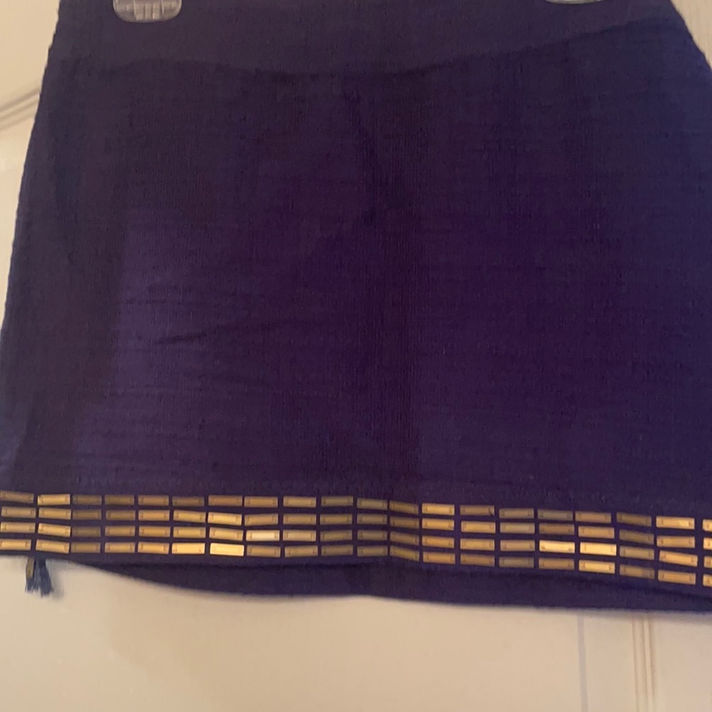 Blue mini skirt.